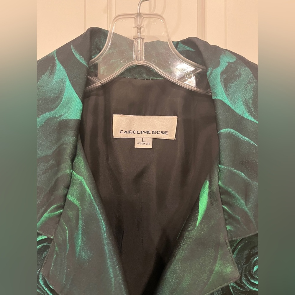 Vintage Caroline Rose Statement Jacket Size L. Green Rose Print. - Picture 4 of 8